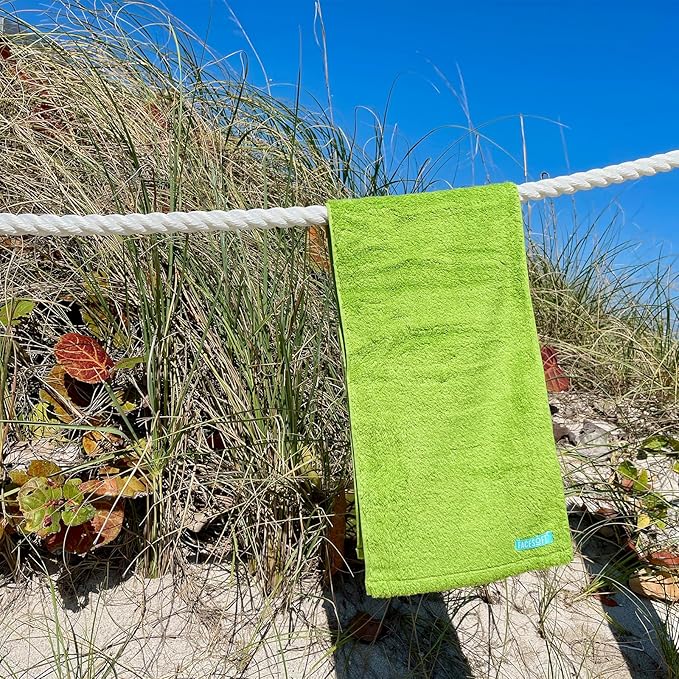 FACESOFT Eco Friendly Gym Towel for Working Out - Soft and Absorbent Cotton Exercise - No Synthetic Microfibers or Plastics - Sweat Towel for Gym, Fitness, Sports, Yoga - Green - 1 Pc