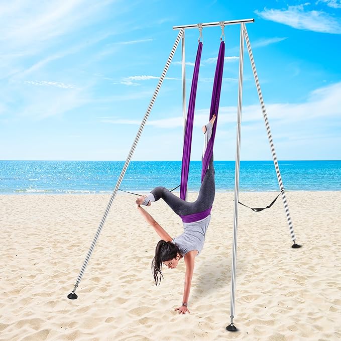 Houseables Aerial Silks, Yoga Swing, Aerial Yoga Hammock, Ariel Silk, Gymnastics Swing, Acrobatics Equipment, For Home, Indoor, Outdoor, Arial Setup, Rig, Sling, Portable
