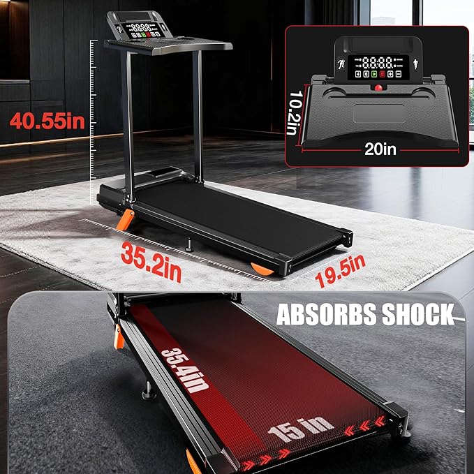 Walking Pad Treadmill with Desk Workstation, 12% Incline Treadmills for Home Office, 350lbs Capacity, 3.5H(L)