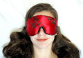 Handmade Weighted Sleep Eye Mask Yoga Pillow - Flax Seed Fill - Unscented - Red Moon Bloom - TEMF-RB