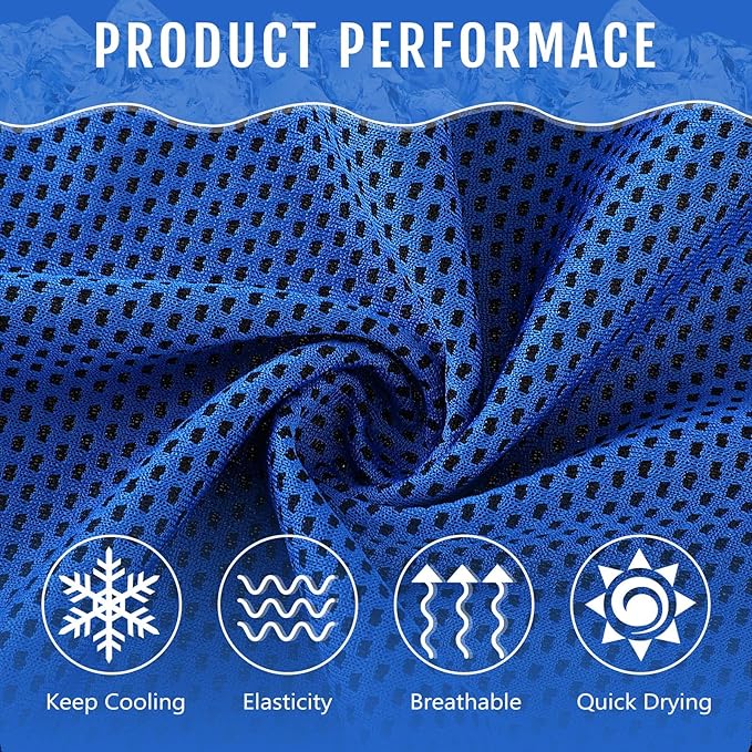 Hosuly 12 Pieces Cooling Towels for Hot Weather Soft Breathable Cold Towel Yoga Towels for Sweat, Sports, Workout, Fitness, Gym, Running, Travel Camping, 12 x 40 Inch (Dark Blue, Green, Purple)