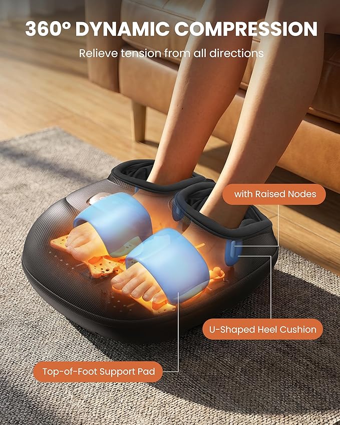 CILI Foot Massager with Heat,Heated Feet Massager for Plantar Fasciitis & Neuropathy Pain Relief, Deep Kneading Vibration Compression