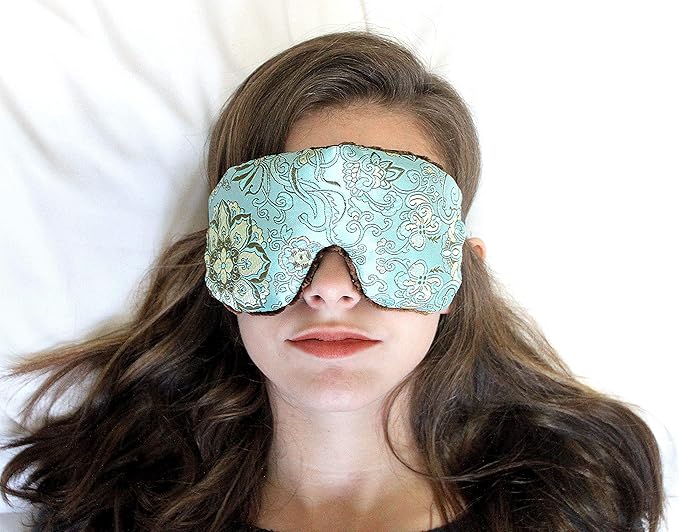 Handmade Weighted Sleep Eye Mask Yoga Pillow - Flax Seed Fill - Unscented - Blue Lagoon - TEMF-BL