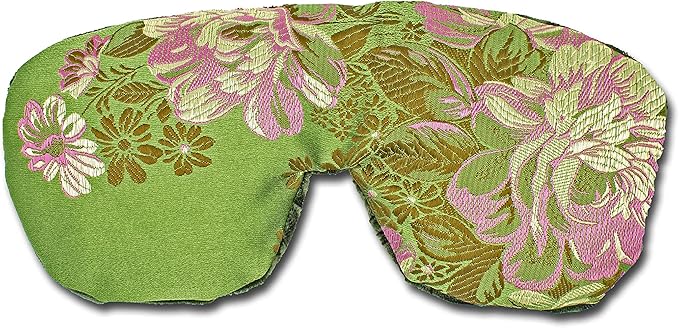 Handmade Opulence Yoga Eye Pillow - Weighted Flaxseed Fill, Unscented, Satin & Velvet, Adjustable Strap - Ideal for Meditation & Restful Sleep - Spring Green - TEMF-SG