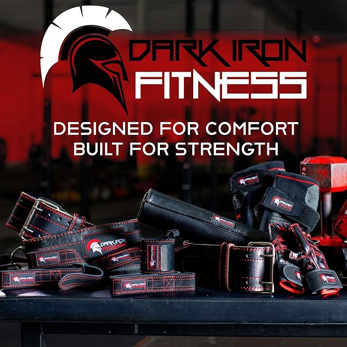 Dark Iron Fitness Wrist Straps for Weightlifting, Heavy Duty Gripping Suede Leather Bands for Men & Women, Support Wraps Gloves Alternative for Power Lifting Weight Strength Training Workouts