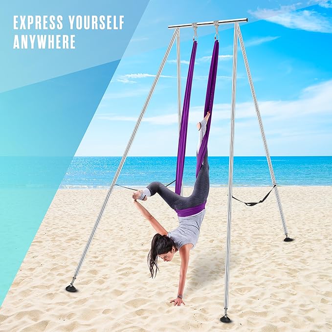 Houseables Aerial Silks, Yoga Swing, Aerial Yoga Hammock, Ariel Silk, Gymnastics Swing, Acrobatics Equipment, For Home, Indoor, Outdoor, Arial Setup, Rig, Sling, Portable