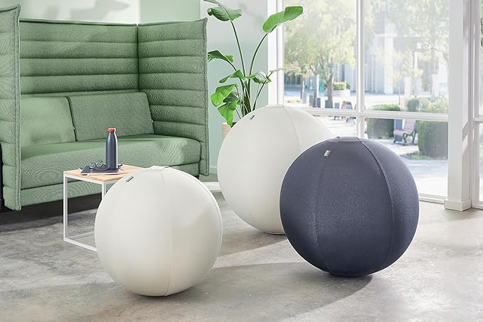 Leitz Sitzball für aktives Sitzen, Gymnastikball, Ergonomische Alternative, INKL. Stoffbezug, Handluftpumpe