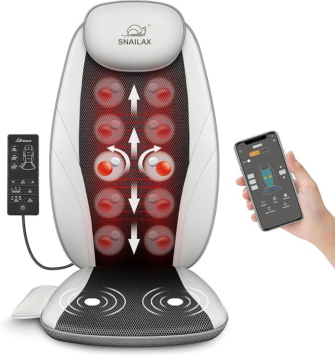 Snailax Shiatsu Massage Cushion with Heat Massage Chair Pad Kneading Back Massager for Home Office Seat use