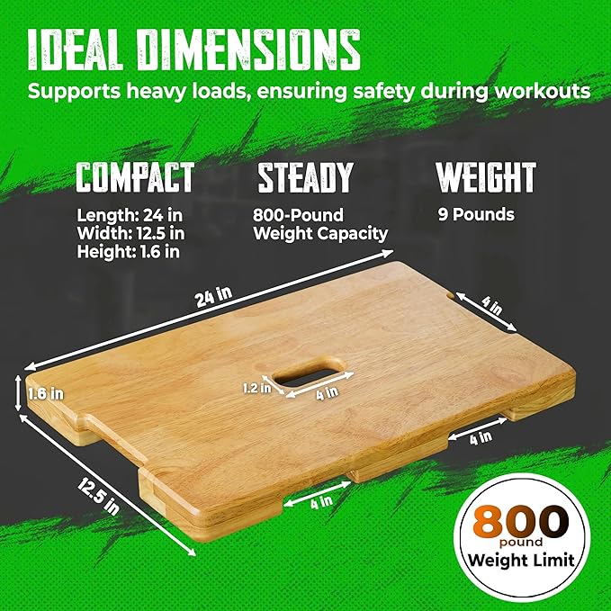 (Patent: D1088151) Wood Fitness Board, Exercise Platform or Wooden Exercise Board for Resistance Band Exercises, Resistance Band Workout, Stretching, Strength, Flexibility and Balance for Body HomeGym