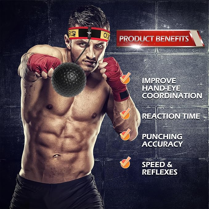 Boxing Reflex Ball for Adults and Kids, 4 Levels Boxing Ball with Adjustable Headbands, Perfect for Reaction, Agility, Punching Speed, Fight Skill and Hand Eye Coordination Training