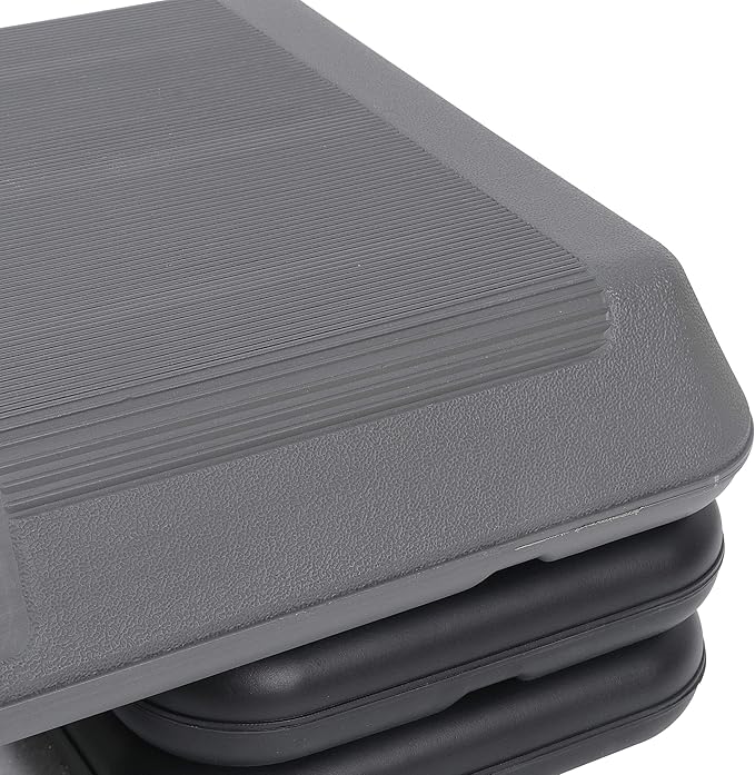 F2C 28.5" Aerobics Platform for Total Body Fitness 4" - 6" - 8" Height Adjustable with 4 Risers Home Workout Exercise Stepper Black/Gray