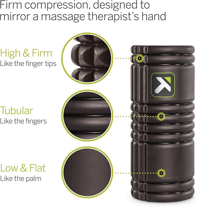 TriggerPoint Grid Original Foam Roller Black 13" + MB1 Massage Ball for Healthy Body Muscle Massage