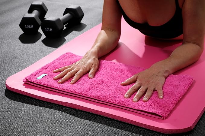 FACESOFT Eco Friendly Gym Towel for Working Out - Soft and Absorbent Cotton Exercise - No Synthetic Microfibers or Plastics - Sweat Towel for Gym, Fitness, Sports, Yoga - Pink - 1 Pc