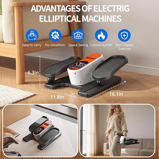 Elliptical Leg Exerciser with Electric Seated Pedal, Under Desk Elliptical Machine for Home & Office, Manual & Auto Mode, Forward & Reverse,12 Adjustable Speeds Leg Exerciser for Seniors