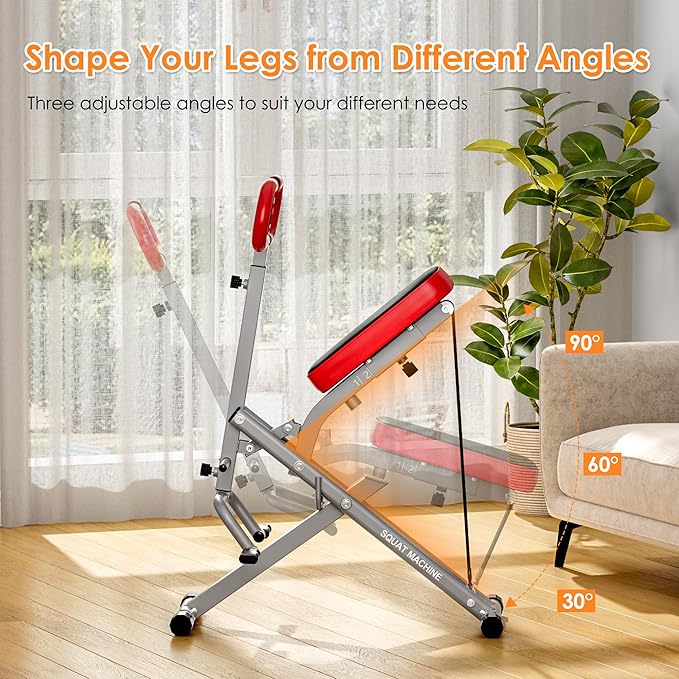 SogesGame Squat Machine for Home, 2 in 1 Squat Rowing Machine, Foldable Leg Training Machine, Squat Trainer for Glutes & Legs Workout