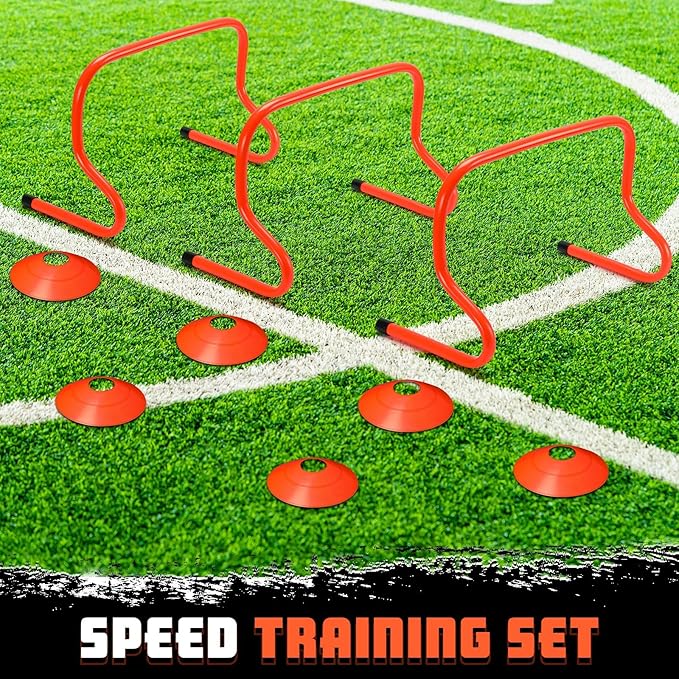 6 Sets 12" Speed Agility Training Hurdles for Athletes Soccer Training Hurdles Agility Training Equipment with Marker Cone Adjustable Training Hurdle Plyometric Hurdles for Basketball