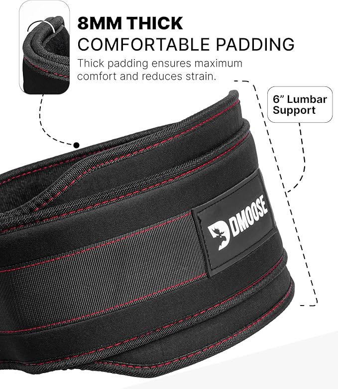 DMoose Fitness Dip Belt for Weight Lifting, Pullup, Squats & Dips - 36" Robust Steel Chain, Comfortable Neoprene Padding Supports 350lbs - Gym Weight Belt for Strength Training Workout & Weightlifting
