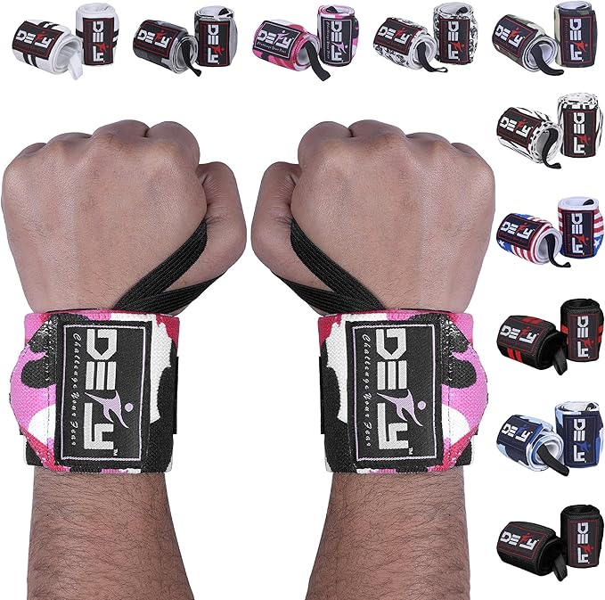 DEFY Fitness Wrist Wraps 18" Professional with Thumb Loops- Premium Quality, Strong Fastening Straps- Men & Women – Best for Weightlifting, Powerlifting,Strength Training