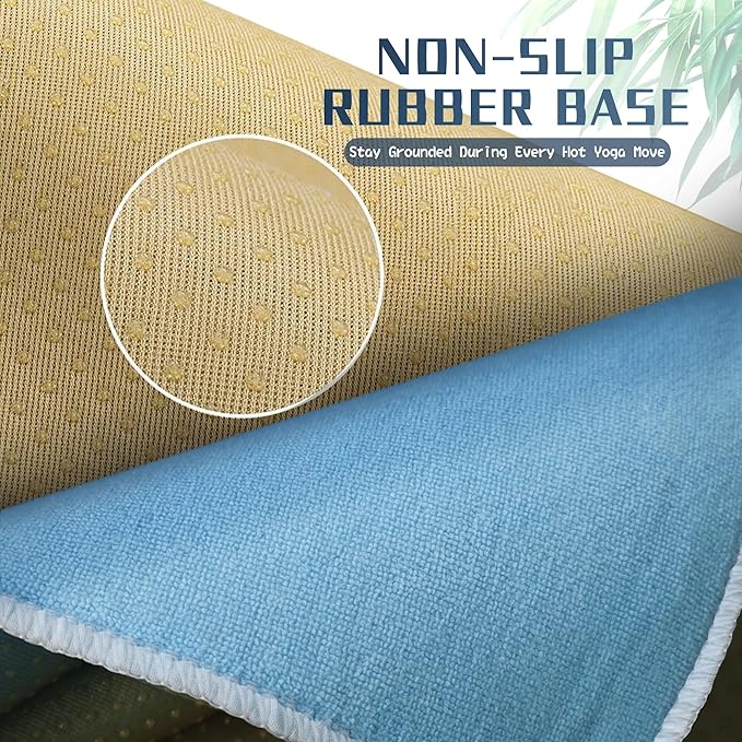 Hot Yoga Towel Non-Slip,Thick & Soft Yoga Mat Towel, Sweat Absorbent, with Grip Dot, 72" x 26", Yoga Towel for Hot Yoga, Pilates, Fitness and Gym Workouts, Sky Blue