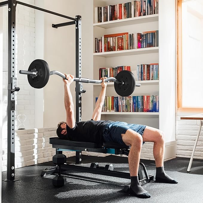 Yaheetech Barbell Set Olympic Curl Bar Weights & 2 Olympic Barbell Clamps Strength Training Bars