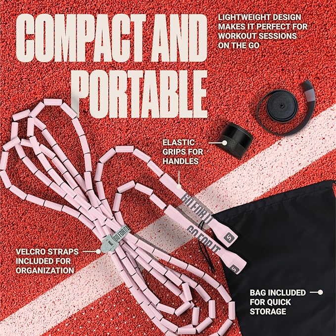 Sportbit Elite Beaded Jump Rope – Adjustable for Kids & Adults, Durable Fitness Skipping Rope for Cardio, Gym, Home & Outdoor Workouts