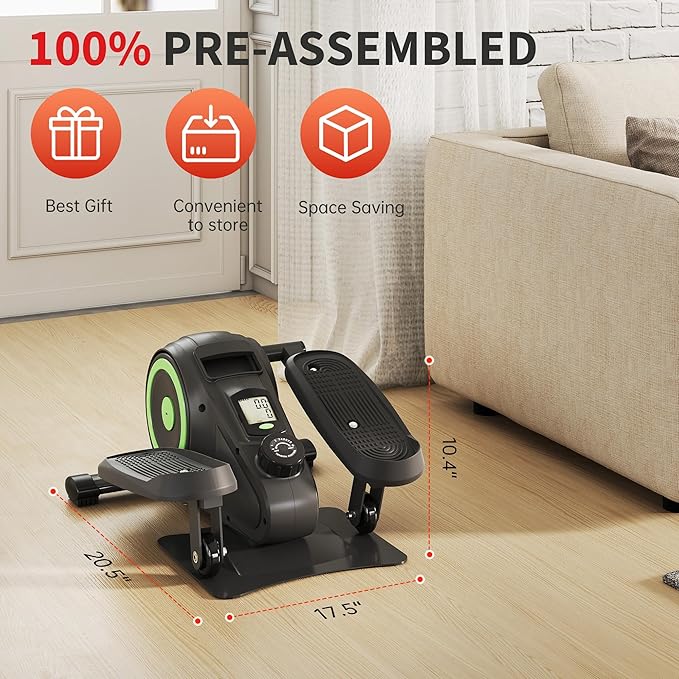 Bifanuo Under Desk Elliptical Machine, Pedal Exerciser Fully Assembled with 8 Resistance Levels - Exercise Equipment for Home, Seated Pedal Exerciser for Seniors for Home Office