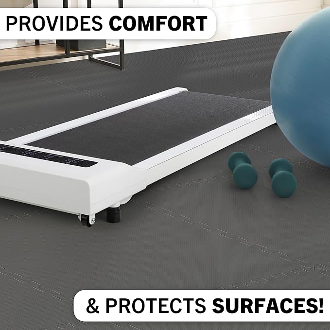 EVA Foam Mat Tiles 24-Pack - 96 SQ FT of Interlocking Padding for Garage, Playroom, or Gym Flooring - Exercise Mat or Baby Playmat by Stalwart (Gray)