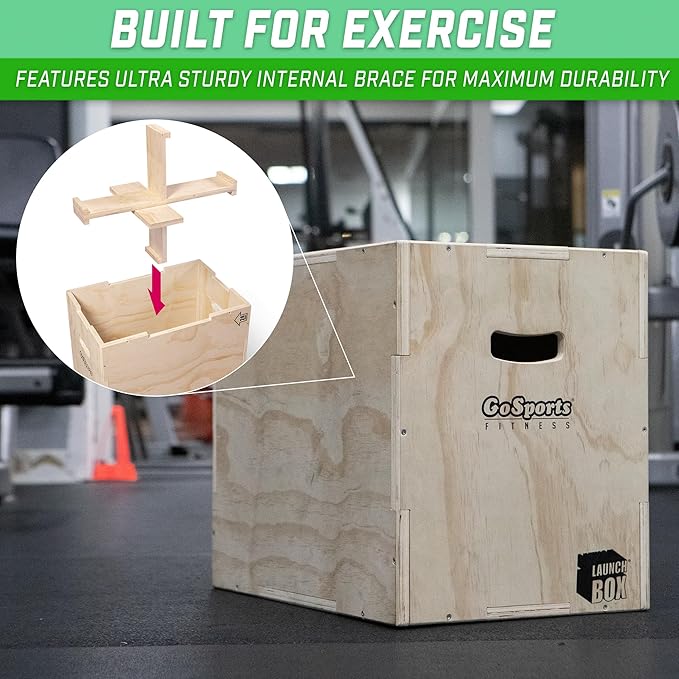 GoSports Fitness 3-in-1 Plyo Jump Box - Small, Standard, or XL - Launch Box Exercises for All Skill Levels