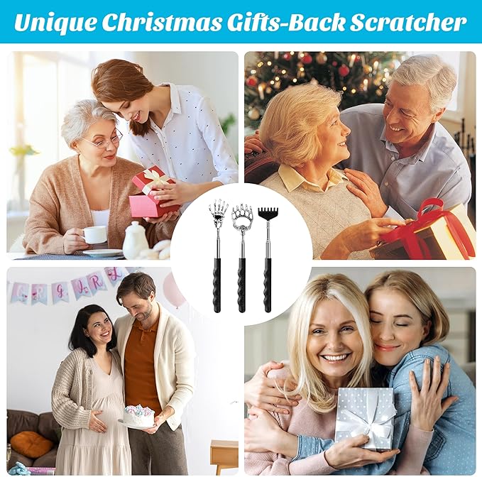 Back Scratcher Extendable Christmas Gifts Stocking Stuffer for Men Women Dad Adults Teens Funny Telescoping Manual Back Massage Cool Gadget Tool for Back in Christmas Gifts Box