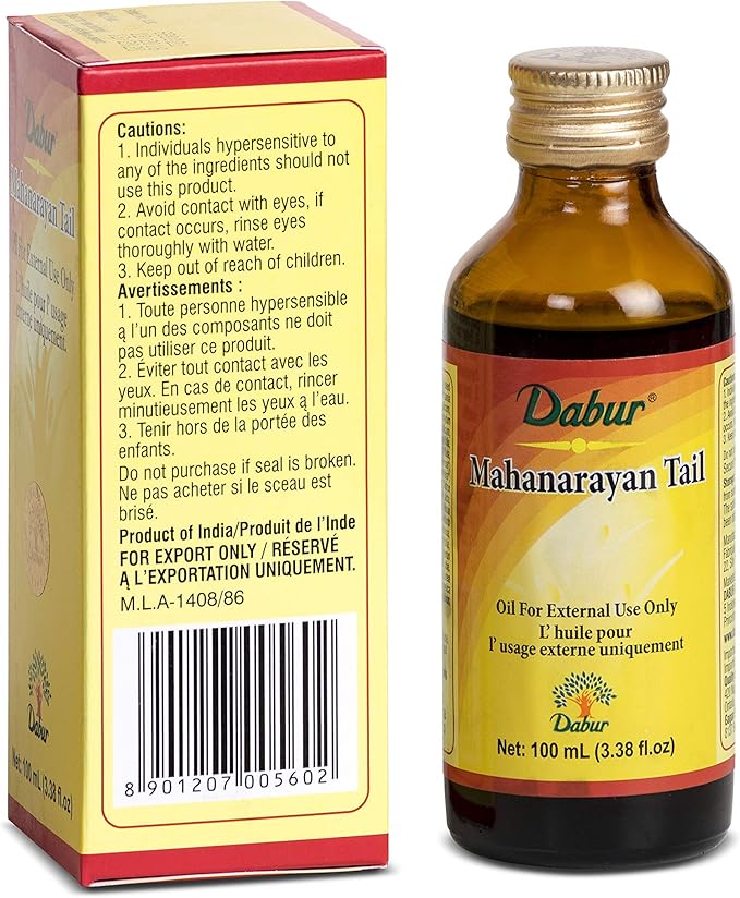 Dabur Mahanarayan Tail 100ml - Herbal Joint Massage Oil for Bone & Joint Pain, Pack of 3
