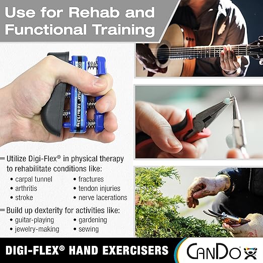 CanDo Digi-Flex Hand and Finger Exerciser Green - Medium Tension - For Dexterity, Strength, and Flexibility for Fingers, Hands, and Forearms
