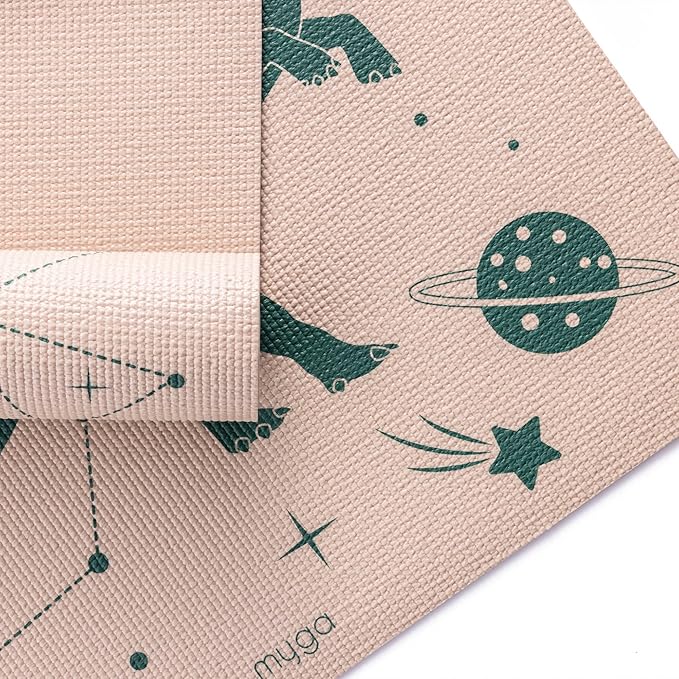 Myga Silk Print Kids Yoga Mat,Non-Slip Yoga Mat for Childrens Exercise, Fitness, Yoga and Mindfulness Lightweight, Easy Clean Play Mat for Girls and Boys