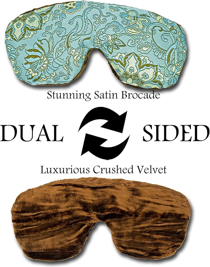 Handmade Opulence Yoga Eye Pillow - Weighted Flaxseed Fill, Lavender Aromatherapy, Satin & Velvet, Adjustable Strap - Ideal for Meditation & Restful Sleep - Blue Lagoon - TEMFL-BL