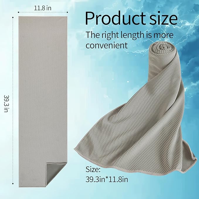 SRsafety Cooling Towels for Sports,Strong Sweat Absorption Cooling Towels, High-Flexibility Cold Towel for Gym and Yoga. (Gray)
