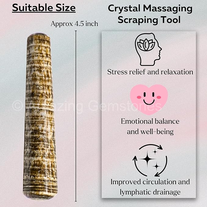 Amazing Gemstone Aragonite Crystal Wand Massage Stick - Pelvic Wand Gua Sha for Adults - Crystals and Healing Stones Massage Wands for Adults Gifts (Smooth)