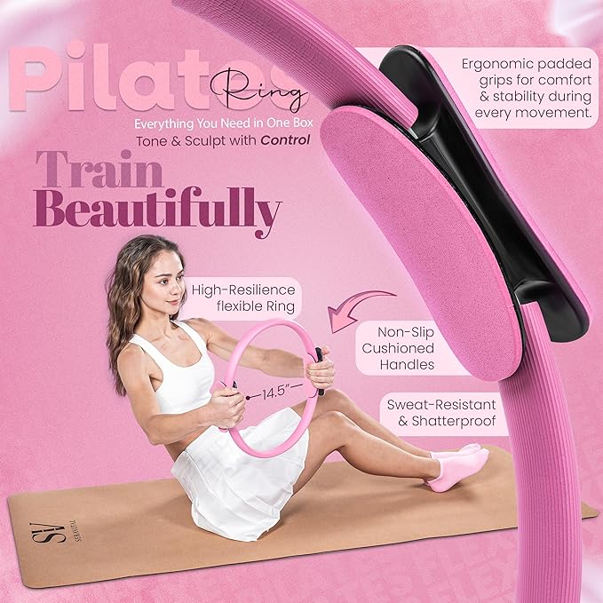 14-Piece Pilates Kit for Home Workouts | Pilates Equipment Workout Set | Resistance Bands | Pilates Ring | Pilates Ball | Yoga Blocks | Home Pilates Kit | Pilates Workout Set | Home Pilates