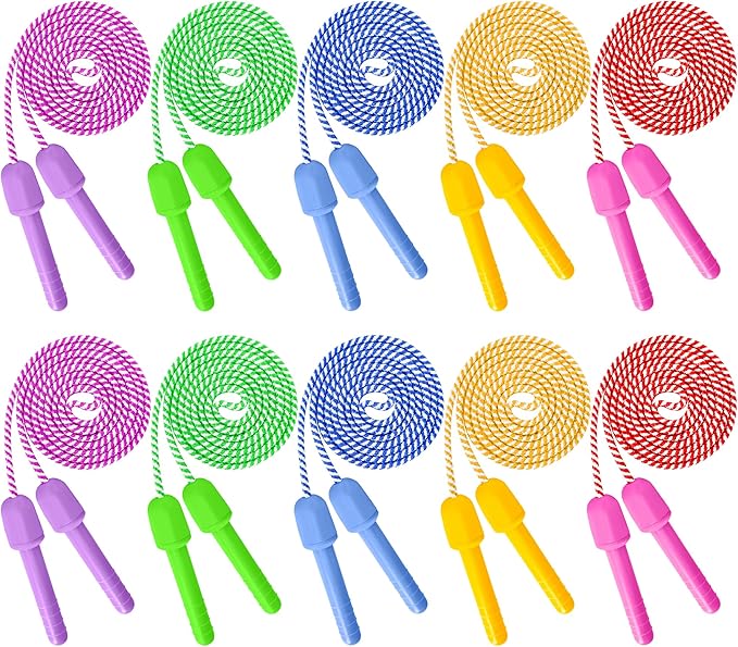 20 Pack Kids Jump Rope, Colorful Nylon Skipping Ropes for Children, 7.87FT Adjustable Length, 5.51IN Handles, Lightweight Skipping Ropes Set for Indoor & Outdoor Play Fitness School Activities