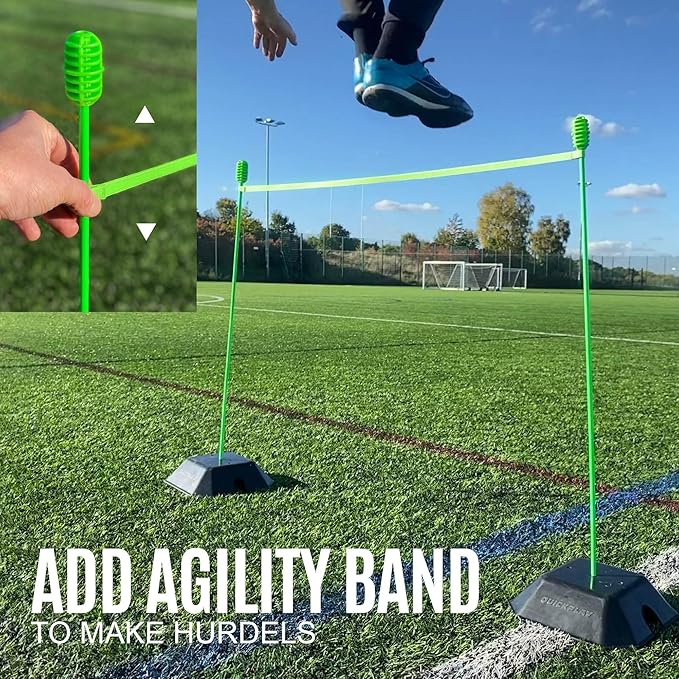 QUICKPLAY PRO Speed + Agility Set, Multi-Sport Training Agility Poles | Cones | Speed Hurdles | Soccer Tennis | Crowd Barrier