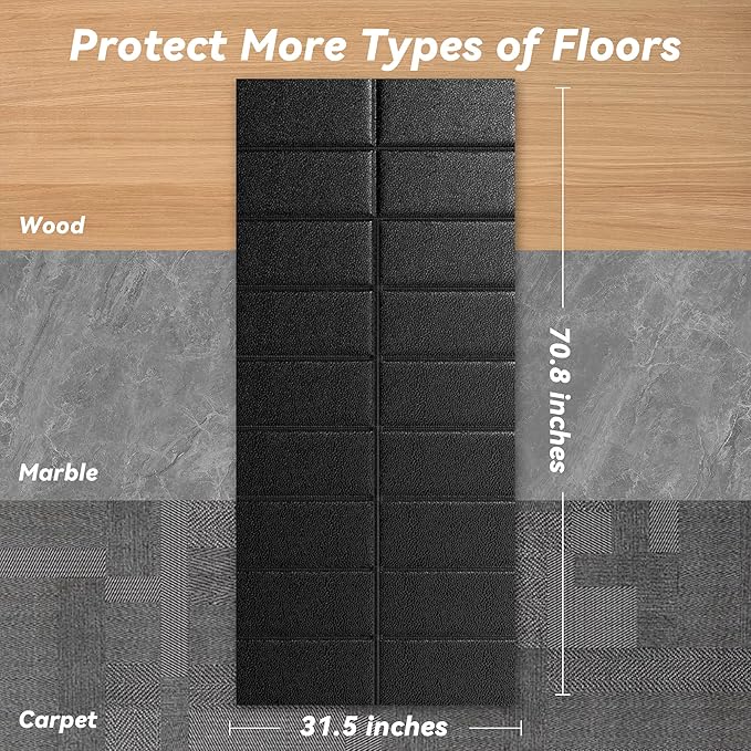 Walking Pad Mat for Carpet, Treadmill Mat for Hardwood Floors, Bike Mats Compatible with Peloton – Non-Slip Exercise Mats, Shock Absorbing & Floor Protection for Home Gym Use (71" x 32"x0.24"Th)