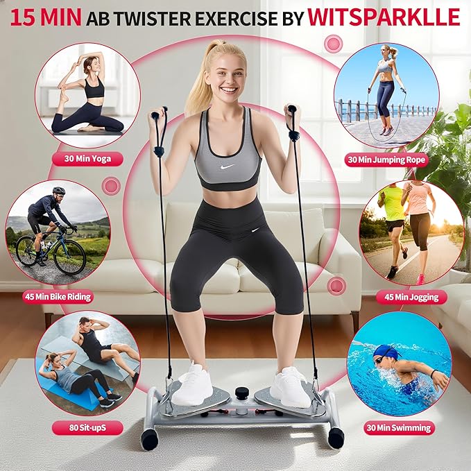 Waist Twister Machine Exercise Fitness Tool – Ab Twister Board with 500 lbs Capacity Ultra-Quiet,Core Trainer for Slim Waist and Ab Exercise,All-Metal Anti-Slip Footrest,Women Men,Home Gym Equipment