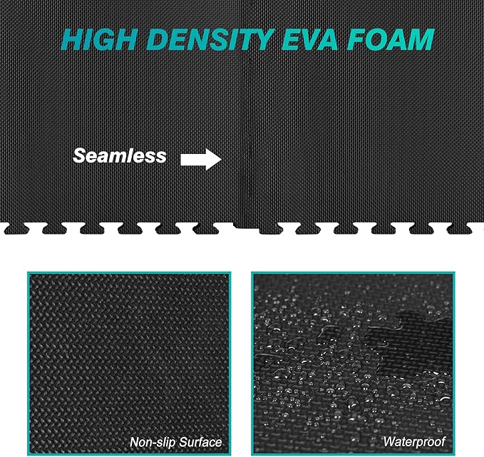Mat Block Interlocking Foam Tiles Puzzle Mats for Floor 24 SQ FT, 3/4 inch, 6 Tiles, EVA Gym Mat Flooring Exercise Equipment Mat for Home Gym Equipment,APM101BK, Black