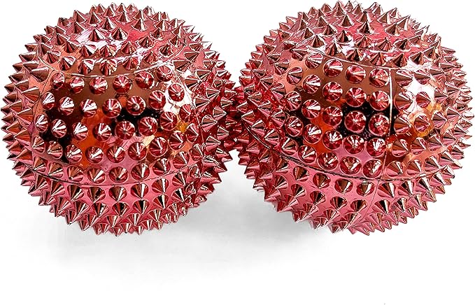 2X Spiky DBT Skill Balls | 2inch | Magnetic Stress Relief Balls | Spiky Massage Balls for Relaxation, Tension Release, Focus & Mobility (Rose Gold)