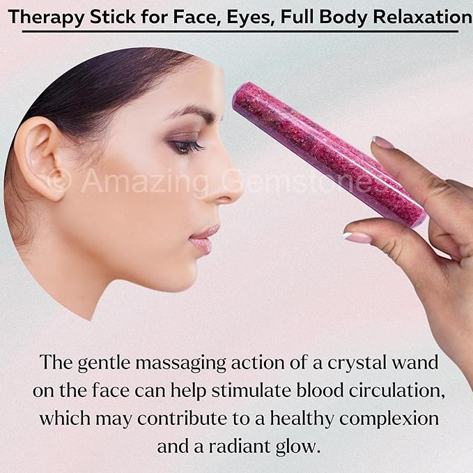 Amazing Gemstone Rhodonite Crystal Wand Massage Stick - Pelvic Wand Gua Sha for Adults - Crystals and Healing Stones Massage Wands for Adults Gifts (Smooth)