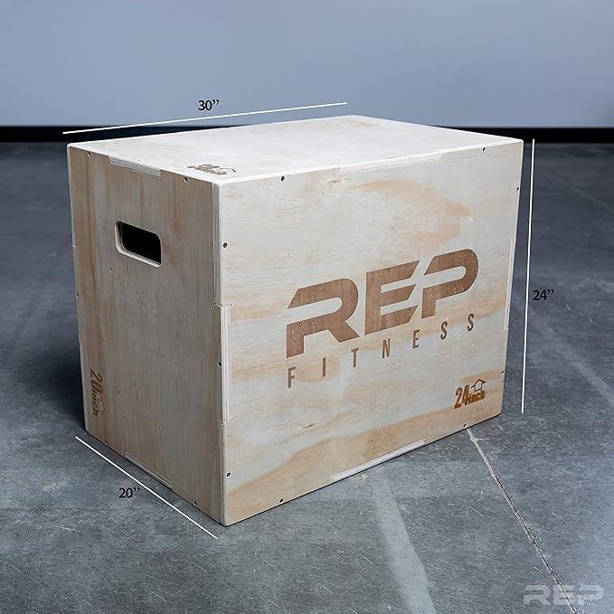 Rep Plyometric Wood Jump Box | CrossFit & Strength Training | 12 to 30" Range of Wooden Step Platforms | Gym & Sports Workouts | Fitness, Exercise, Physical Therapy Equipment | Pro Conditioning Tool