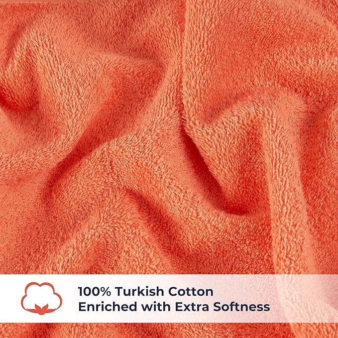 NUKURA 12’’x 40’’ Ultra Soft Workout Towel 1 Piece, High Absorbent 100% Cotton Towels, 450 GSM, Bulk Orders, Orange Color, Running, Sweat, Yoga, Neck Wrap, Workout Towels