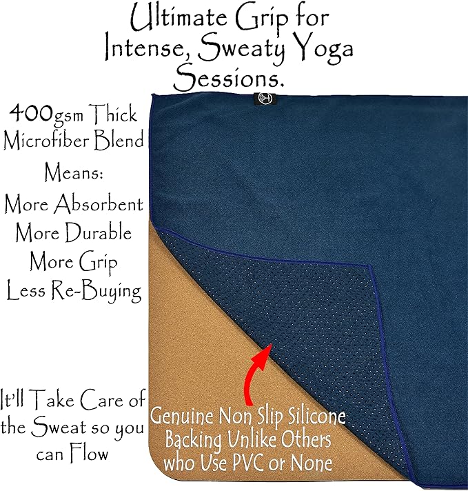 Tatago Yoga Mat Towel Non Slip for Hot Yoga. Our Hot Yoga Towel is Thicker, More Absorbent, and a Perfect Hot Pilates Mat Towel. 400GSM Microfiber Quick-Dry!