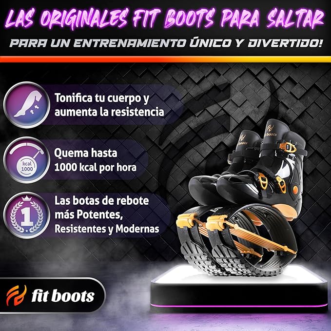 FIT BOOTS for Women Exercise - Premium Moon Shoes for Jumping, Kangaroo Shoes for Training, Cardio & Fun, Joint-Friendly, Rebounder Jumps Boots for Adults & Kids, Bouncy Workout (Women-Gold)