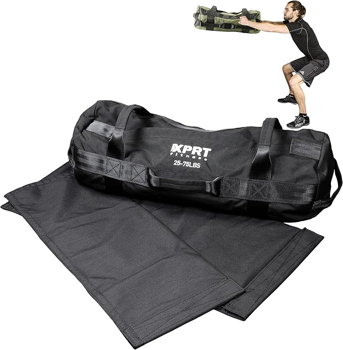 XPRT Fitness Workout Sandbag for Heavy Duty Workout Cross Training 7 Multi-positional Handles - Color Army Green/Black/Camo