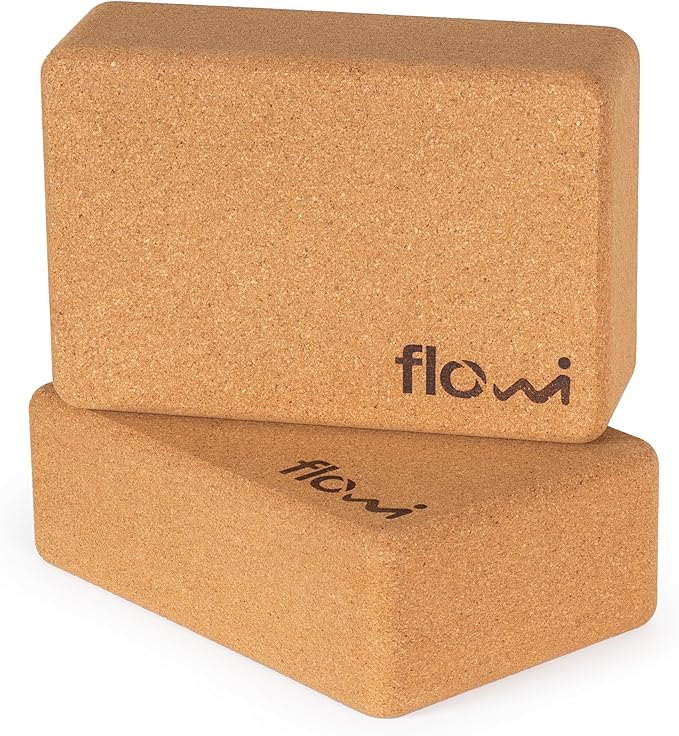 Natural Cork Yoga Blocks 2 Pack with Strap & Massage Balls - Premium Yoga Accessories for Women & Men