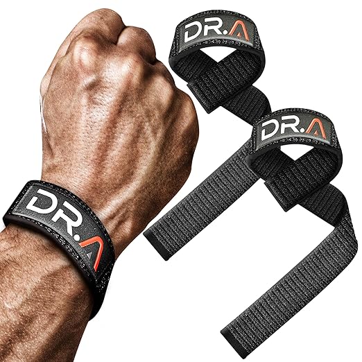 Dr. Arthritis Gym Wrist Wraps & Wrist Straps for Weightlifting Bundle (2 Pairs), Heavy-Duty Workout Straps Support for Everyday Training & Injury Recovery, Lifting Accessories for Men & Women (Black) (Black (Gym Strap Pair))